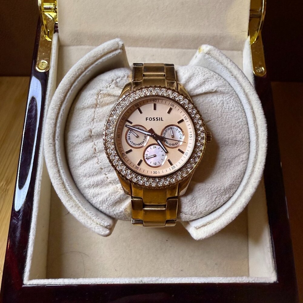 Fossil Stella Chronograph Stainless Steel Three-Complication Watch ES3003, 38mm